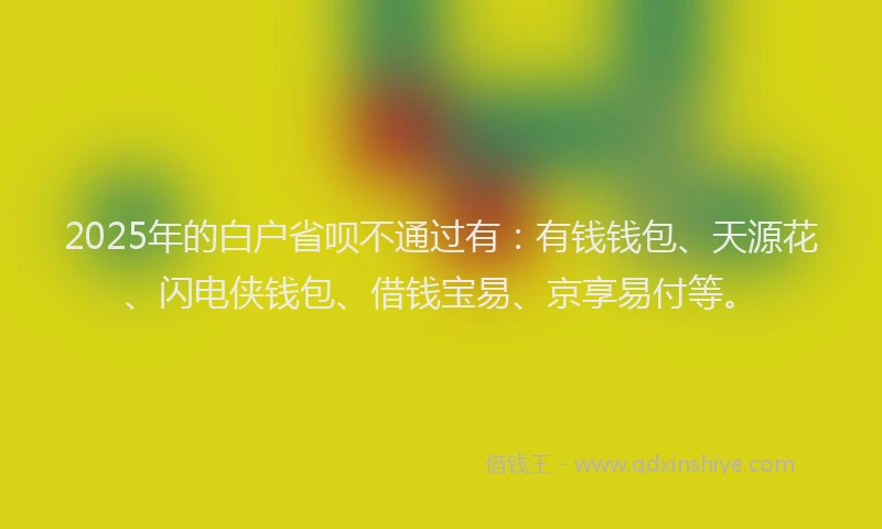 2025年的白户省呗不通过有：有钱钱包、天源花、闪电侠钱包、借钱宝易、京享易付等。