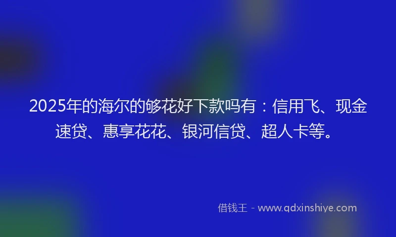 2025年的海尔的够花好下款吗有：信用飞、现金速贷、惠享花花、银河信贷、超人卡等。
