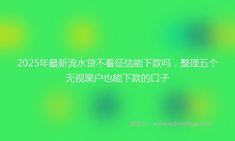 2025年最新流水贷不看征信能下款吗,整理五个无视黑户也能下款的口子