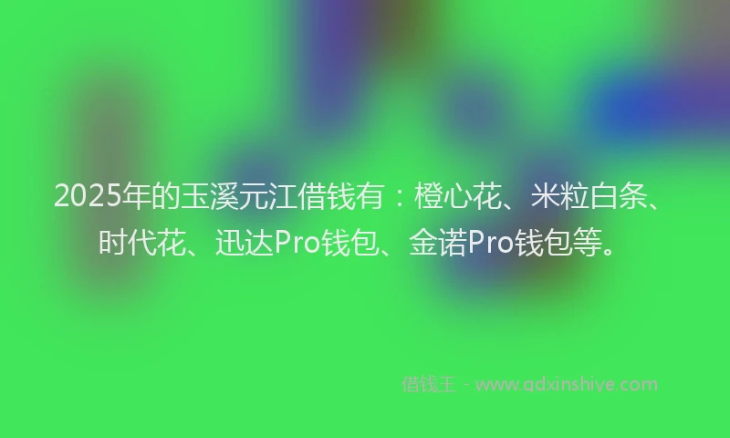 2025年的玉溪元江借钱有：橙心花、米粒白条、时代花、迅达Pro钱包、金诺Pro钱包等。