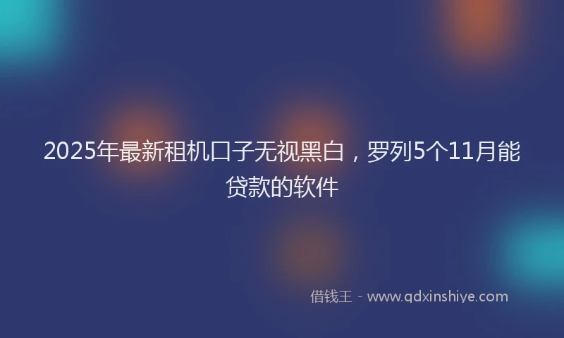 2025年最新租机口子无视黑白，罗列5个11月能贷款的软件