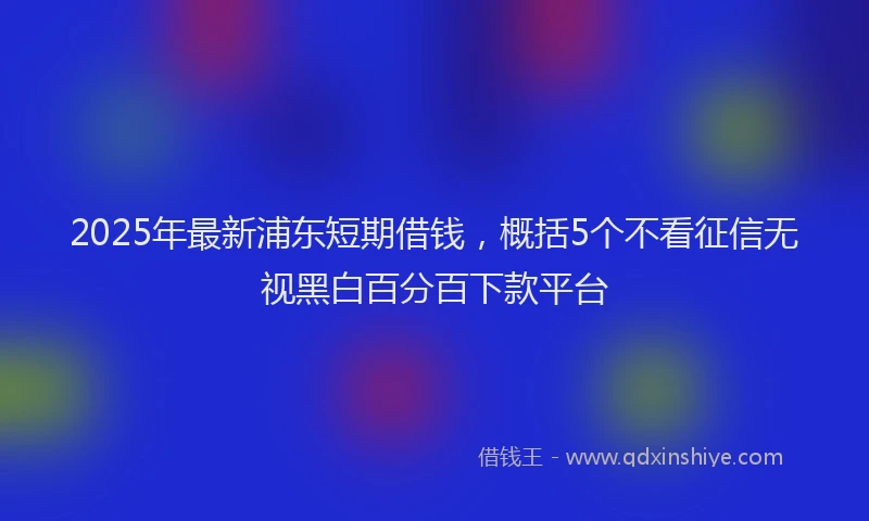 2025年最新浦东短期借钱，概括5个不看征信无视黑白百分百下款平台