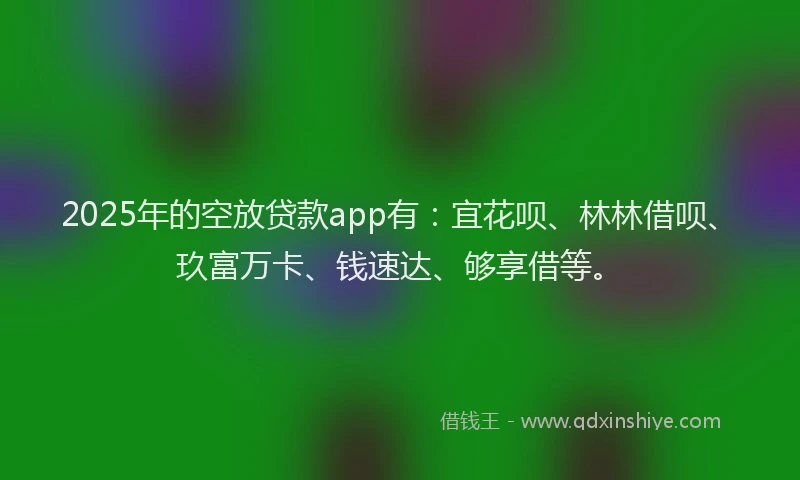 2025年的空放贷款app有：宜花呗、林林借呗、玖富万卡、钱速达、够享借等。