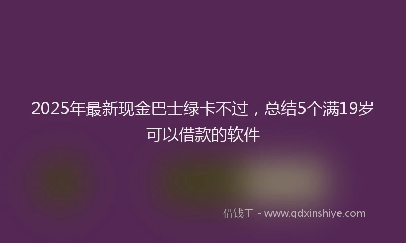 2025年最新现金巴士绿卡不过，总结5个满19岁可以借款的软件