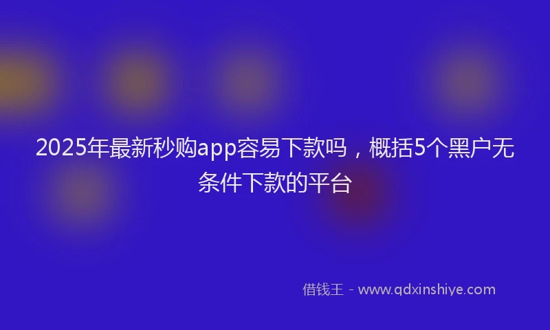 2025年最新秒购app容易下款吗，概括5个黑户无条件下款的平台