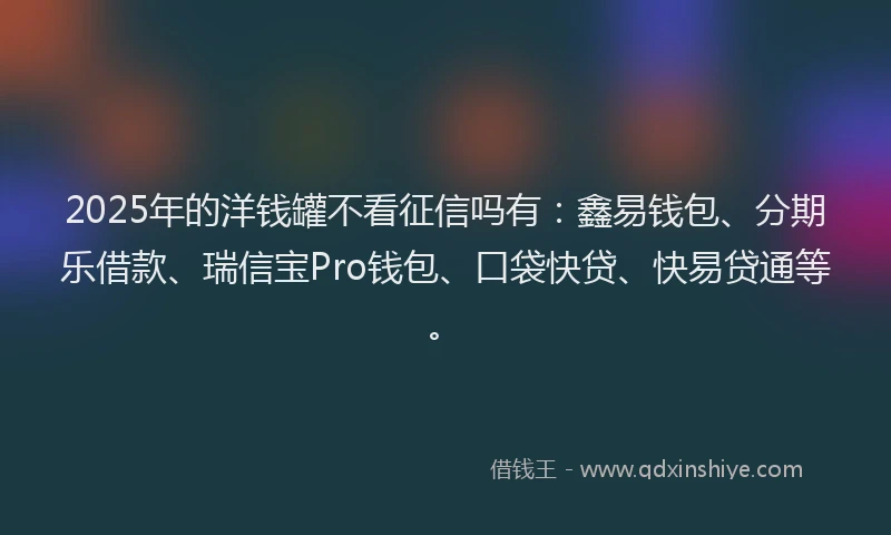 2025年的洋钱罐不看征信吗有：鑫易钱包、分期乐借款、瑞信宝Pro钱包、口袋快贷、快易贷通等。