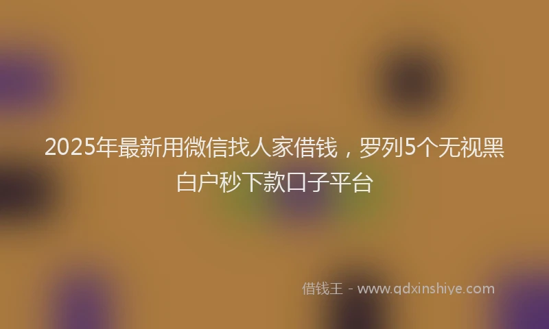 2025年最新用微信找人家借钱，罗列5个无视黑白户秒下款口子平台