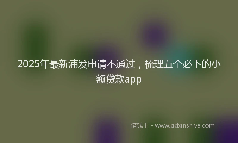 2025年最新浦发申请不通过，梳理五个必下的小额贷款app