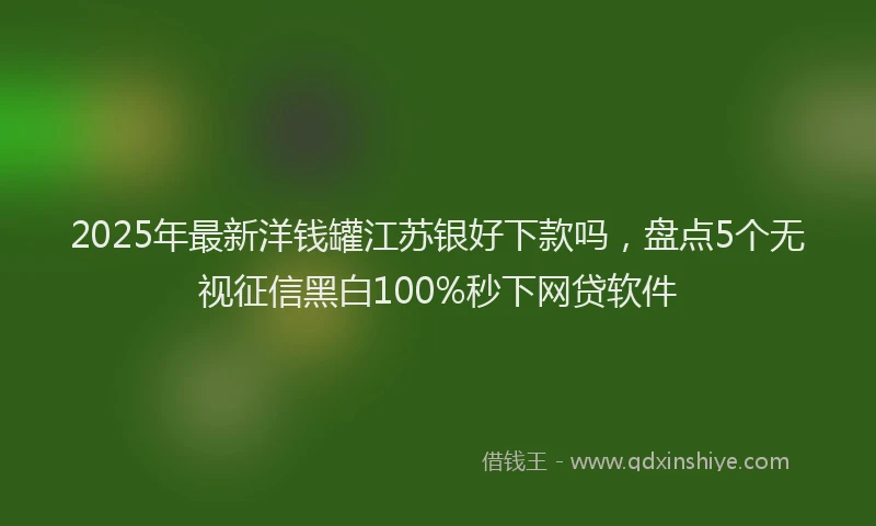 2025年最新洋钱罐江苏银好下款吗，盘点5个无视征信黑白100%秒下网贷软件