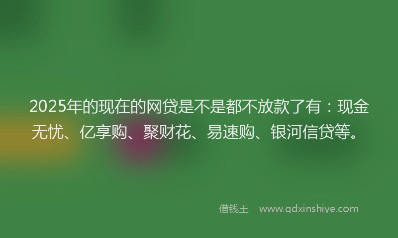 2025年的现在的网贷是不是都不放款了有：现金无忧、亿享购、聚财花、易速购、银河信贷等。