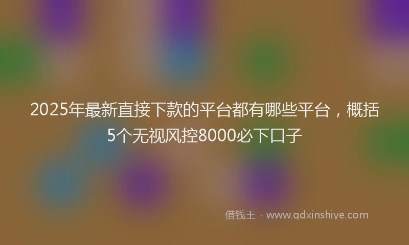 2025年最新直接下款的平台都有哪些平台，概括5个无视风控8000必下口子