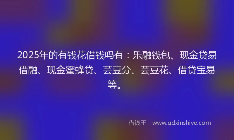 2025年的有钱花借钱吗有：乐融钱包、现金贷易借融、现金蜜蜂贷、芸豆分、芸豆花、借贷宝易等。