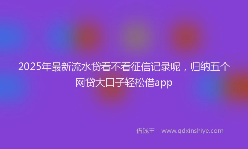 2025年最新流水贷看不看征信记录呢,归纳五个网贷大口子轻松借app