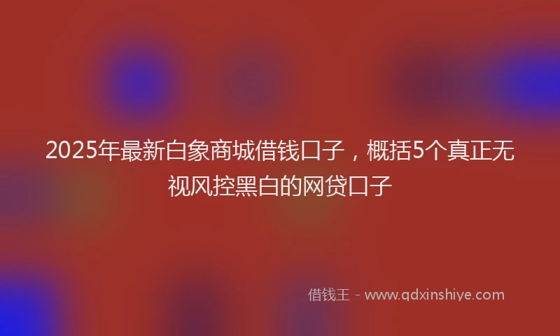 2025年最新白象商城借钱口子，概括5个真正无视风控黑白的网贷口子