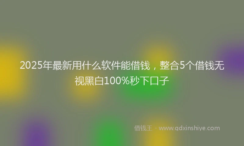 2025年最新用什么软件能借钱，整合5个借钱无视黑白100%秒下口子