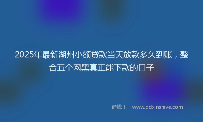2025年最新湖州小额贷款当天放款多久到账，整合五个网黑真正能下款的口子