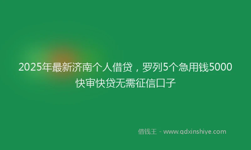 2025年最新济南个人借贷，罗列5个急用钱5000快审快贷无需征信口子