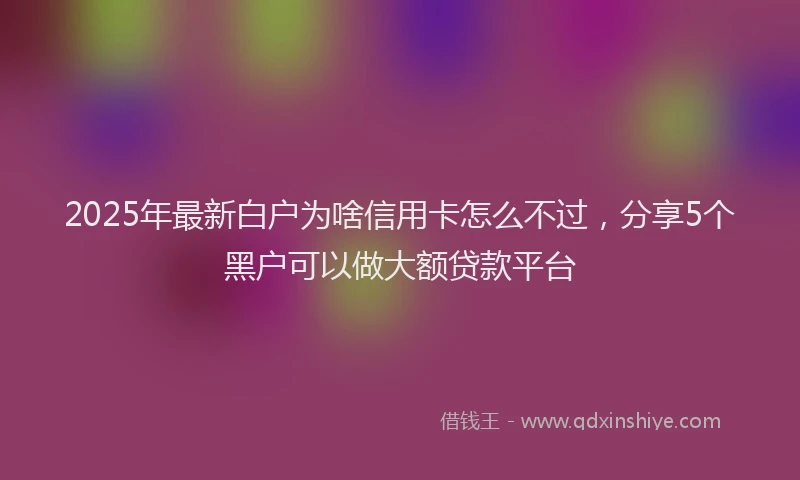 2025年最新白户为啥信用卡怎么不过，分享5个黑户可以做大额贷款平台