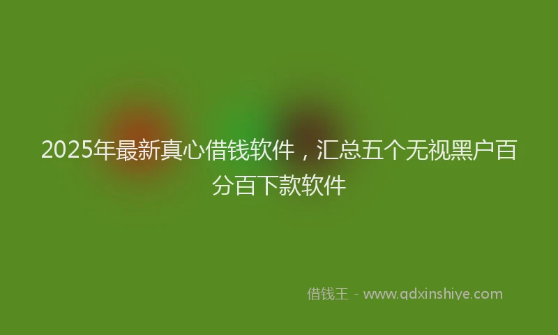 2025年最新真心借钱软件，汇总五个无视黑户百分百下款软件