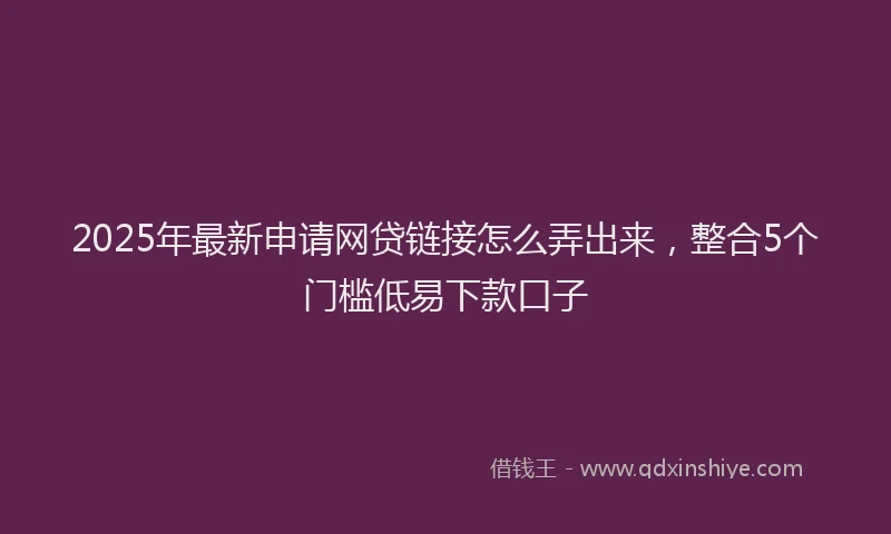 2025年最新申请网贷链接怎么弄出来，整合5个门槛低易下款口子