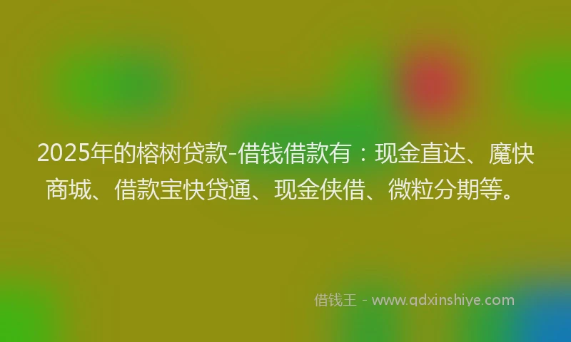 2025年的榕树贷款-借钱借款有：现金直达、魔快商城、借款宝快贷通、现金侠借、微粒分期等。