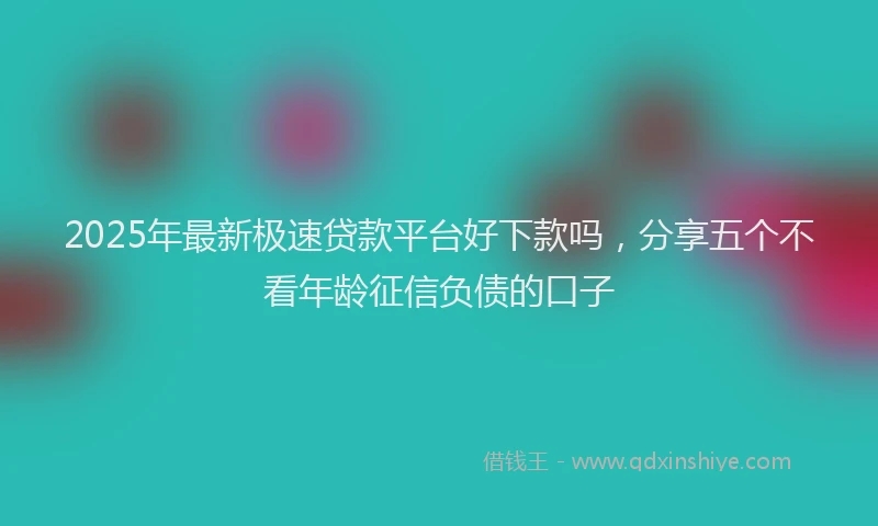 2025年最新极速贷款平台好下款吗，分享五个不看年龄征信负债的口子