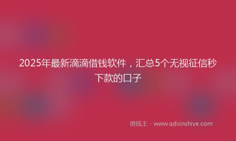 2025年最新滴滴借钱软件，汇总5个无视征信秒下款的口子