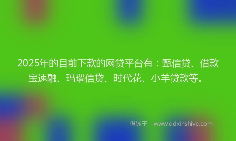 2025年的目前下款的网贷平台有：甄信贷、借款宝速融、玛瑙信贷、时代花、小羊贷款等。
