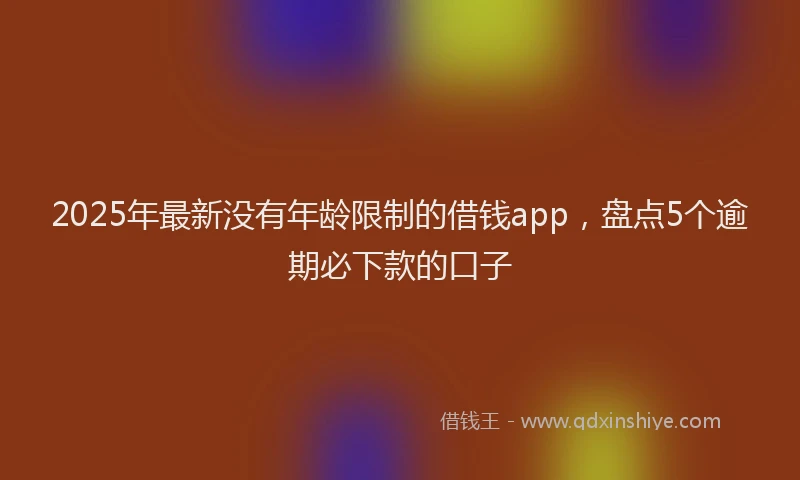 2025年最新没有年龄限制的借钱app,盘点5个逾期必下款的口子