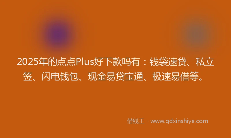 2025年的点点Plus好下款吗有：钱袋速贷、私立签、闪电钱包、现金易贷宝通、极速易借等。