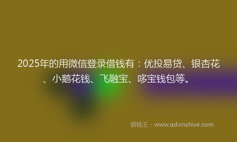2025年的用微信登录借钱有：优投易贷、银杏花、小鹅花钱、飞融宝、哆宝钱包等。