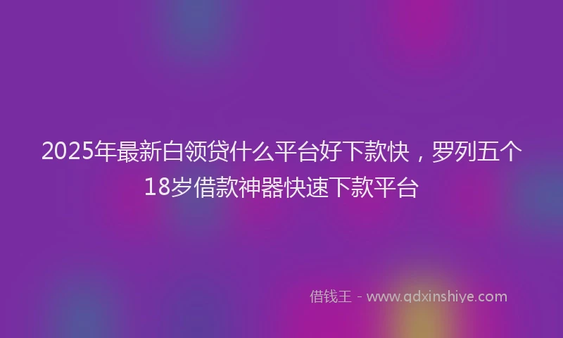 2025年最新白领贷什么平台好下款快，罗列五个18岁借款神器快速下款平台
