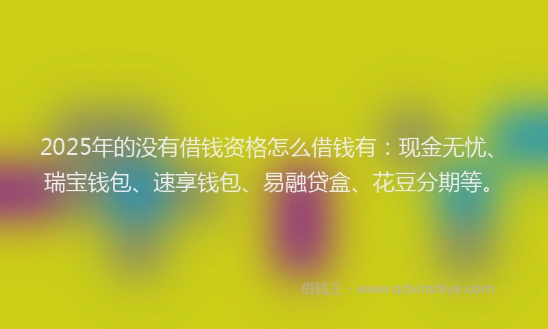 2025年的没有借钱资格怎么借钱有：现金无忧、瑞宝钱包、速享钱包、易融贷盒、花豆分期等。