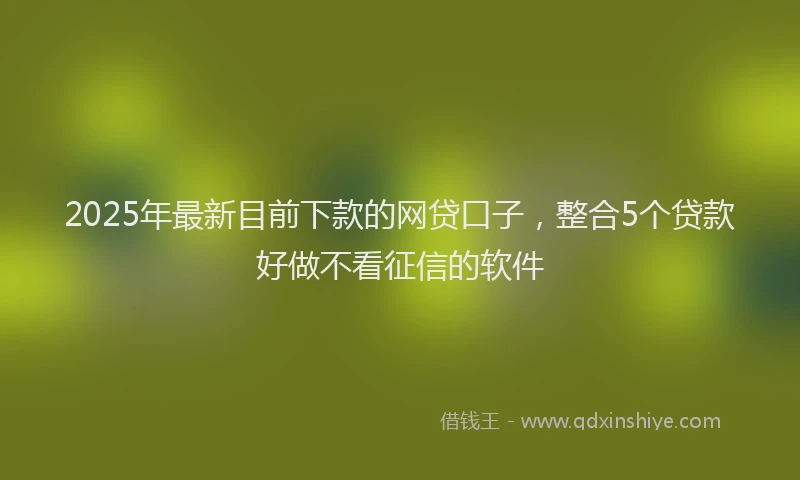 2025年最新目前下款的网贷口子，整合5个贷款好做不看征信的软件