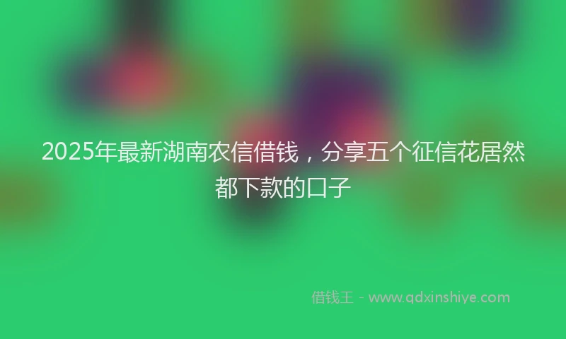 2025年最新湖南农信借钱，分享五个征信花居然都下款的口子