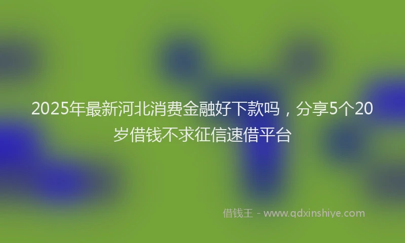 2025年最新河北消费金融好下款吗，分享5个20岁借钱不求征信速借平台