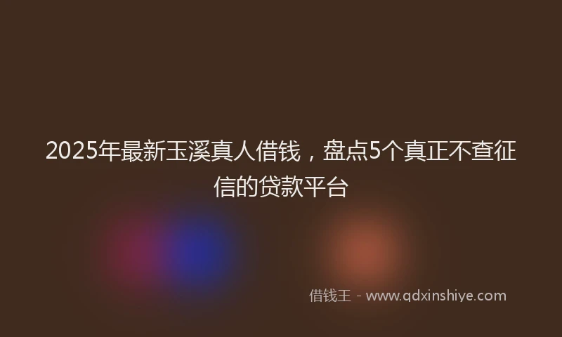 2025年最新玉溪真人借钱，盘点5个真正不查征信的贷款平台