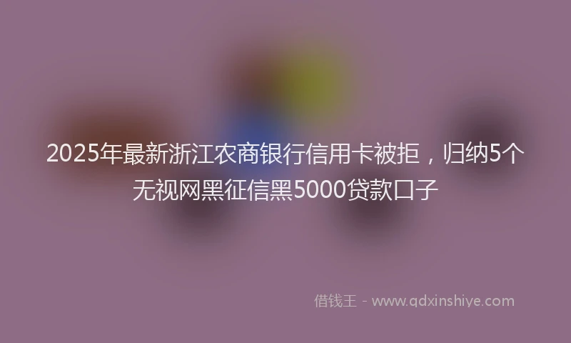 2025年最新浙江农商银行信用卡被拒，归纳5个无视网黑征信黑5000贷款口子