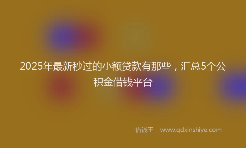 2025年最新秒过的小额贷款有那些，汇总5个公积金借钱平台