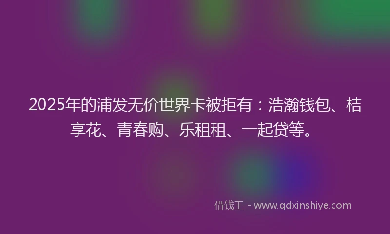2025年的浦发无价世界卡被拒有：浩瀚钱包、桔享花、青春购、乐租租、一起贷等。