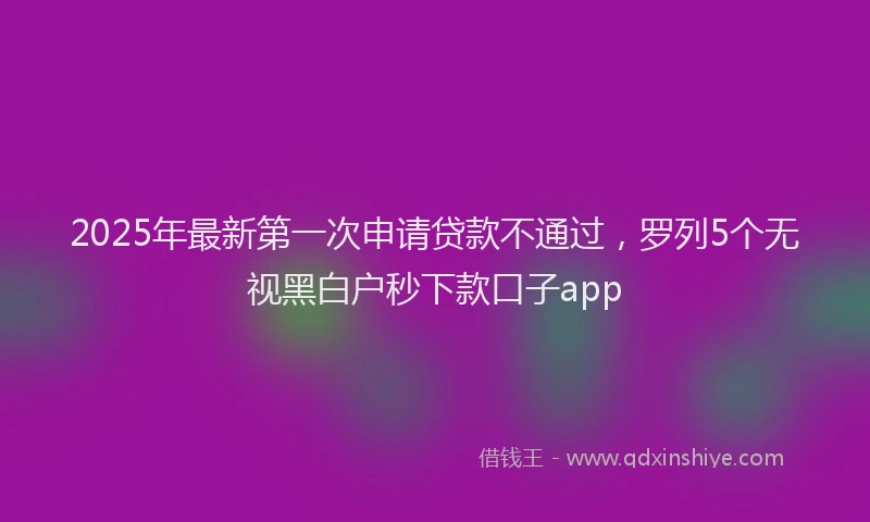 2025年最新第一次申请贷款不通过，罗列5个无视黑白户秒下款口子app