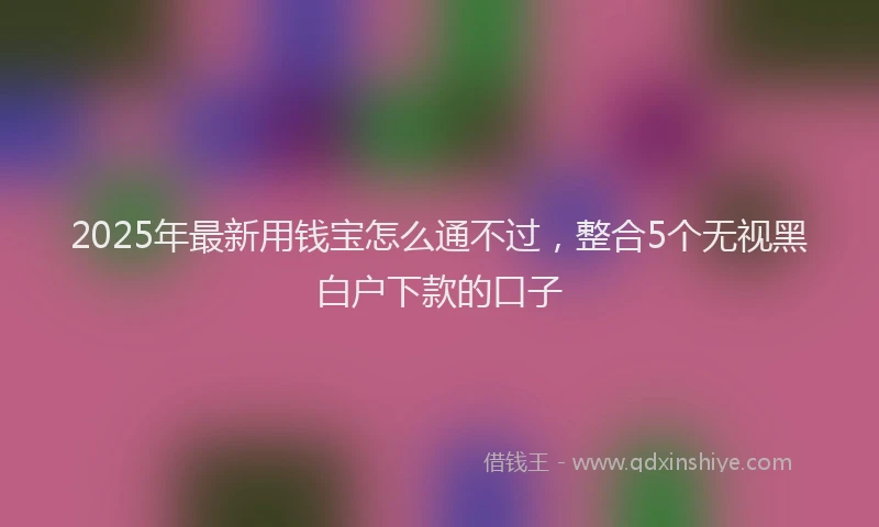 2025年最新用钱宝怎么通不过，整合5个无视黑白户下款的口子