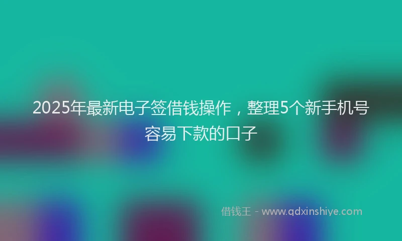 2025年最新电子签借钱操作，整理5个新手机号容易下款的口子