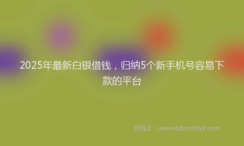 2025年最新白银借钱，归纳5个新手机号容易下款的平台