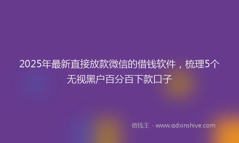 2025年最新直接放款微信的借钱软件，梳理5个无视黑户百分百下款口子