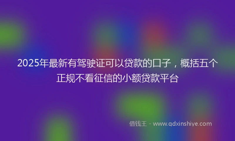 2025年最新有驾驶证可以贷款的口子，概括五个正规不看征信的小额贷款平台