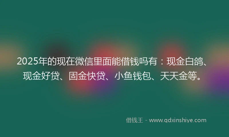 2025年的现在微信里面能借钱吗有：现金白鸽、现金好贷、固金快贷、小鱼钱包、天天金等。