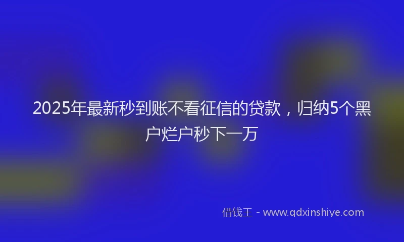 2025年最新秒到账不看征信的贷款，归纳5个黑户烂户秒下一万