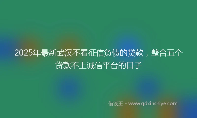 2025年最新武汉不看征信负债的贷款，整合五个贷款不上诚信平台的口子