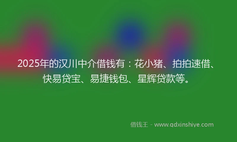 2025年的汉川中介借钱有：花小猪、拍拍速借、快易贷宝、易捷钱包、星辉贷款等。
